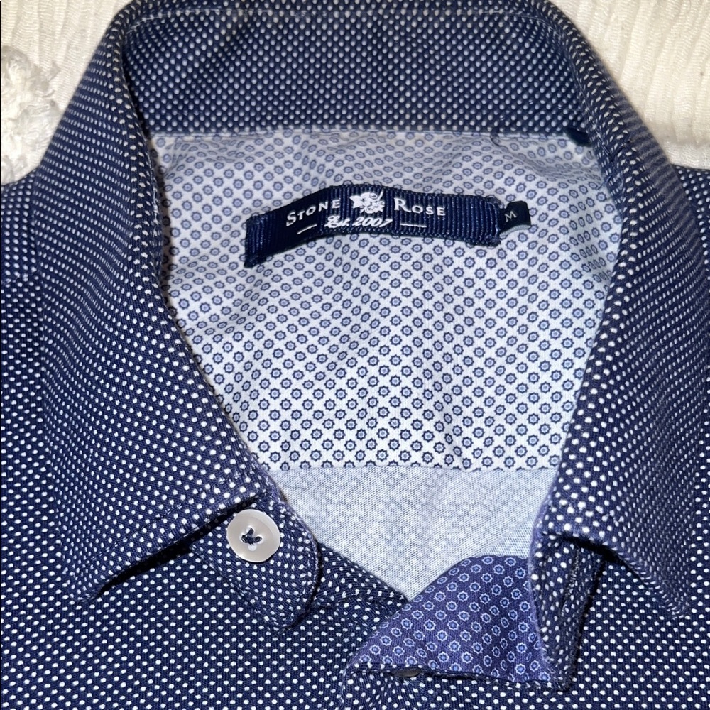 Stone Rose Men's Polka Dot Navy Shirt